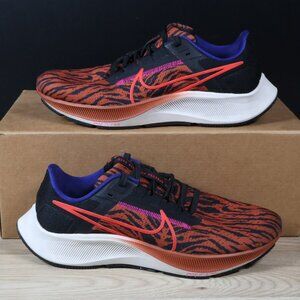 Nike Air Zoom Pegasus 38 Shoes Womens Size 8 Orange Black Tiger Print DQ7650-800